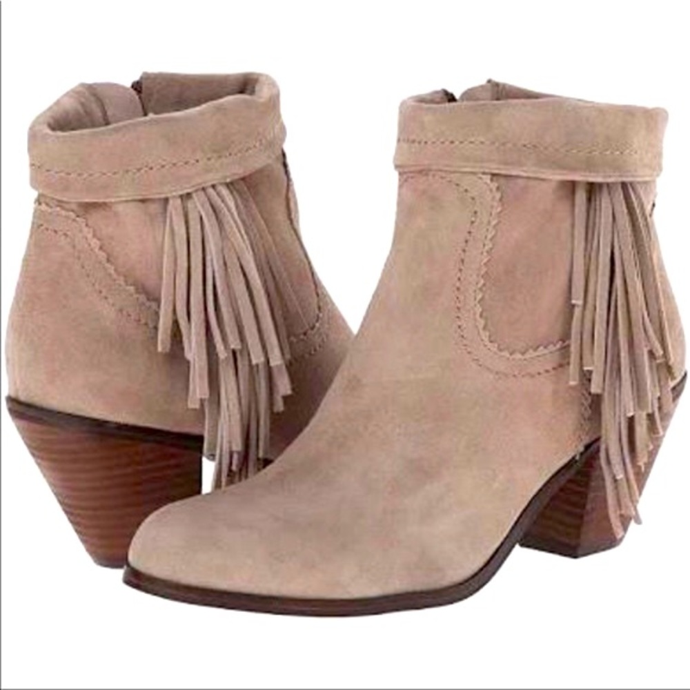 Sam Edelman Tan Suede Fringe Louie Boots